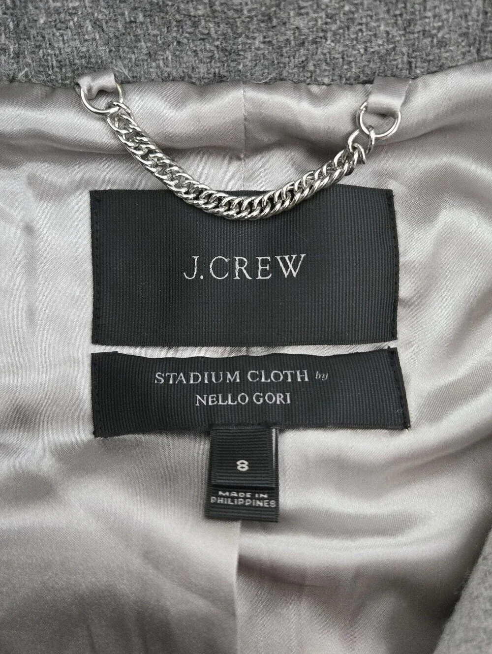 J.Crew Wool Blend Stadium-Cloth Italian mill Nello Gori Hooded Zip Coat. Size 8
